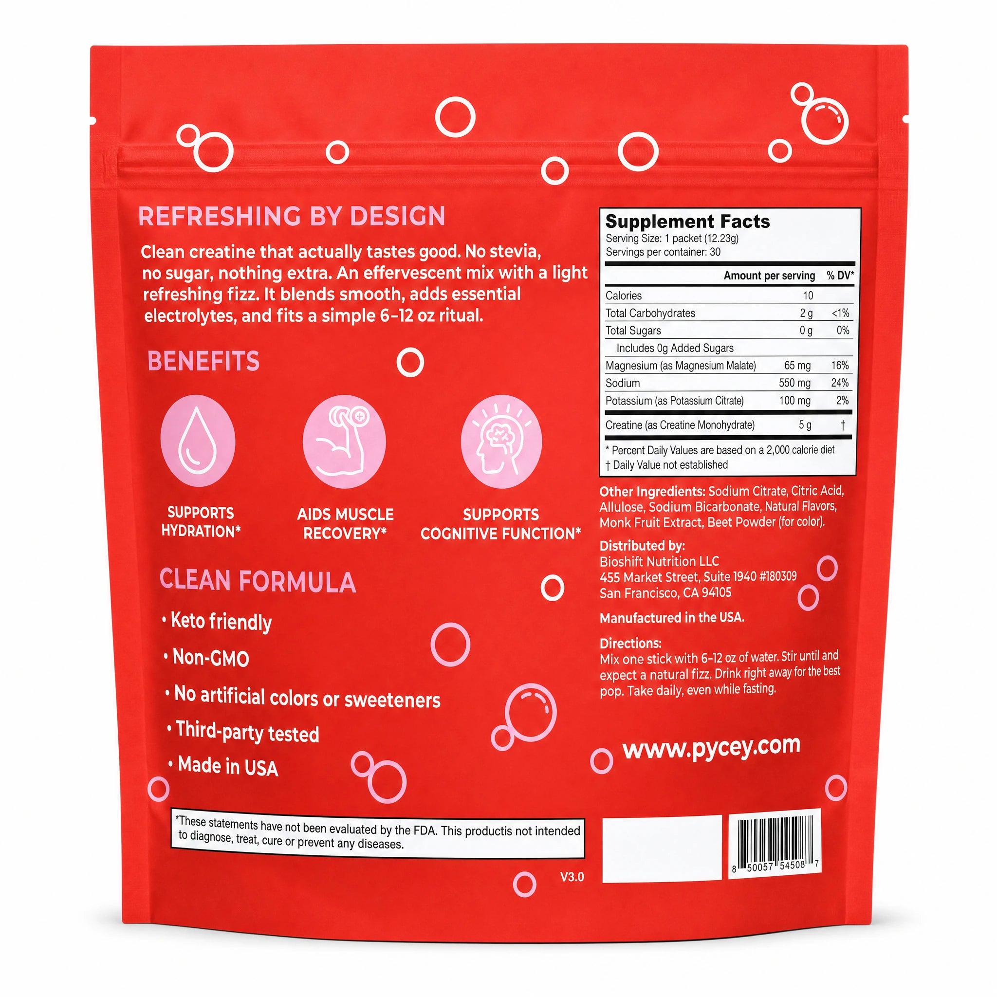 PyCey Creatine Strawberry Lemonade 30 Pack