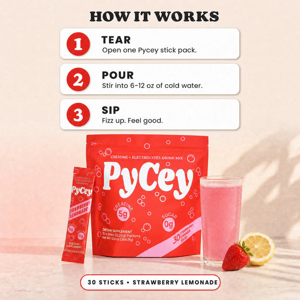 PyCey Creatine Strawberry Lemonade 30 Pack